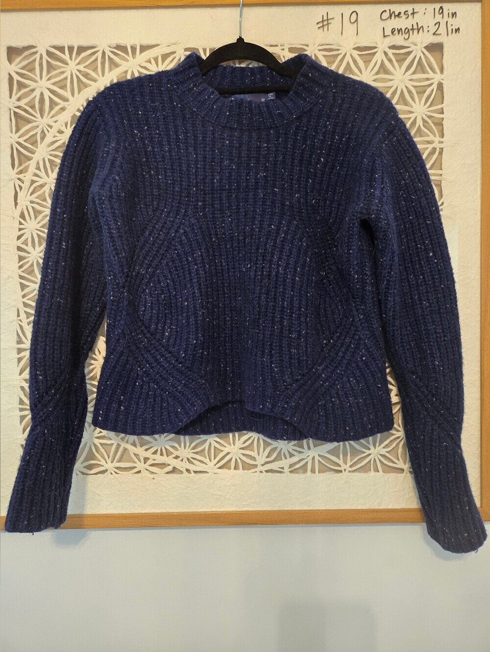 Prana Women’s Navy Ribbed Knit Sweater - Classic Crewneck- Skiing Sweater Sz M